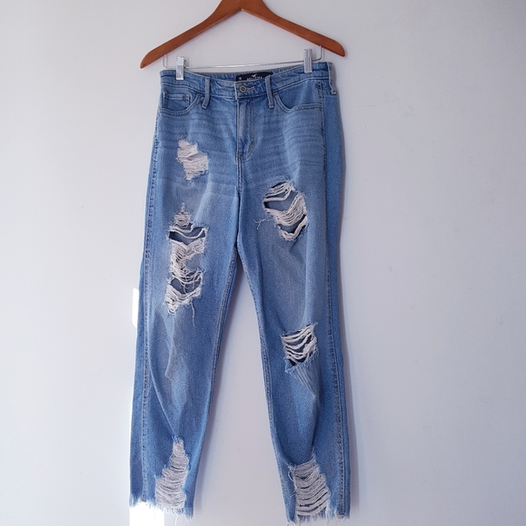 HOLLISTER Blue High-Waist Distressed Jeans - Picture 2 of 12